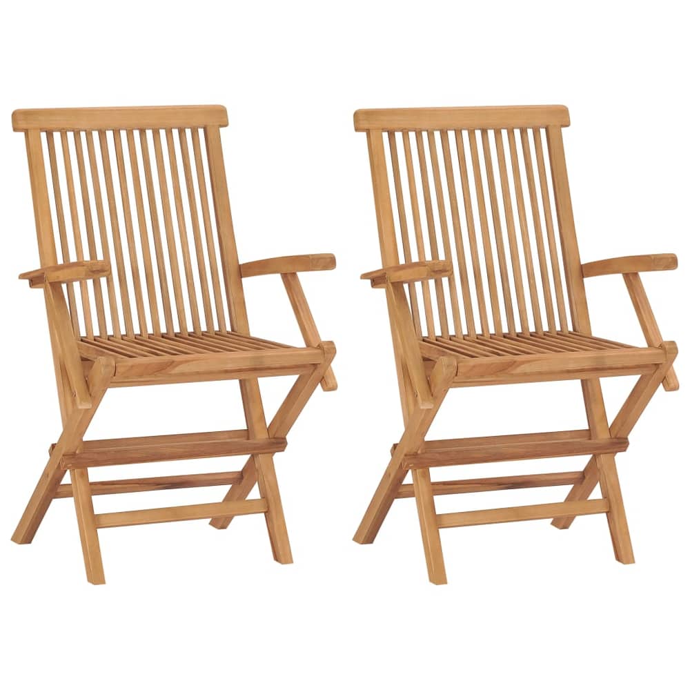 vidaXL Folding Garden Chairs 2 pcs Solid Teak Wood vidaXL Folding Garden Chairs 2 pcs Solid Teak Wood