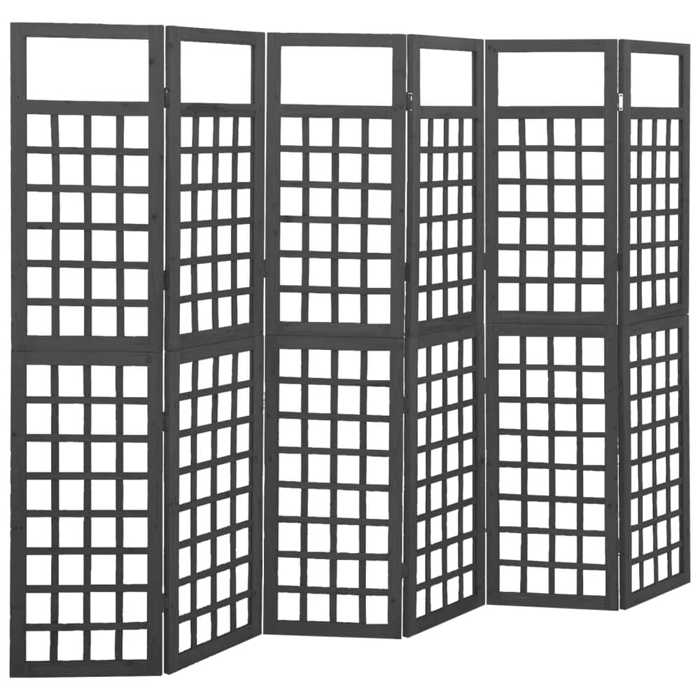 Vidaxl 6-panel Room Divider/trellis Solid Fir Wood Black 242.5x180 Cm Vidaxl 6-panel Room Divider/trellis Solid Fir Wood Black 242.5x180 Cm