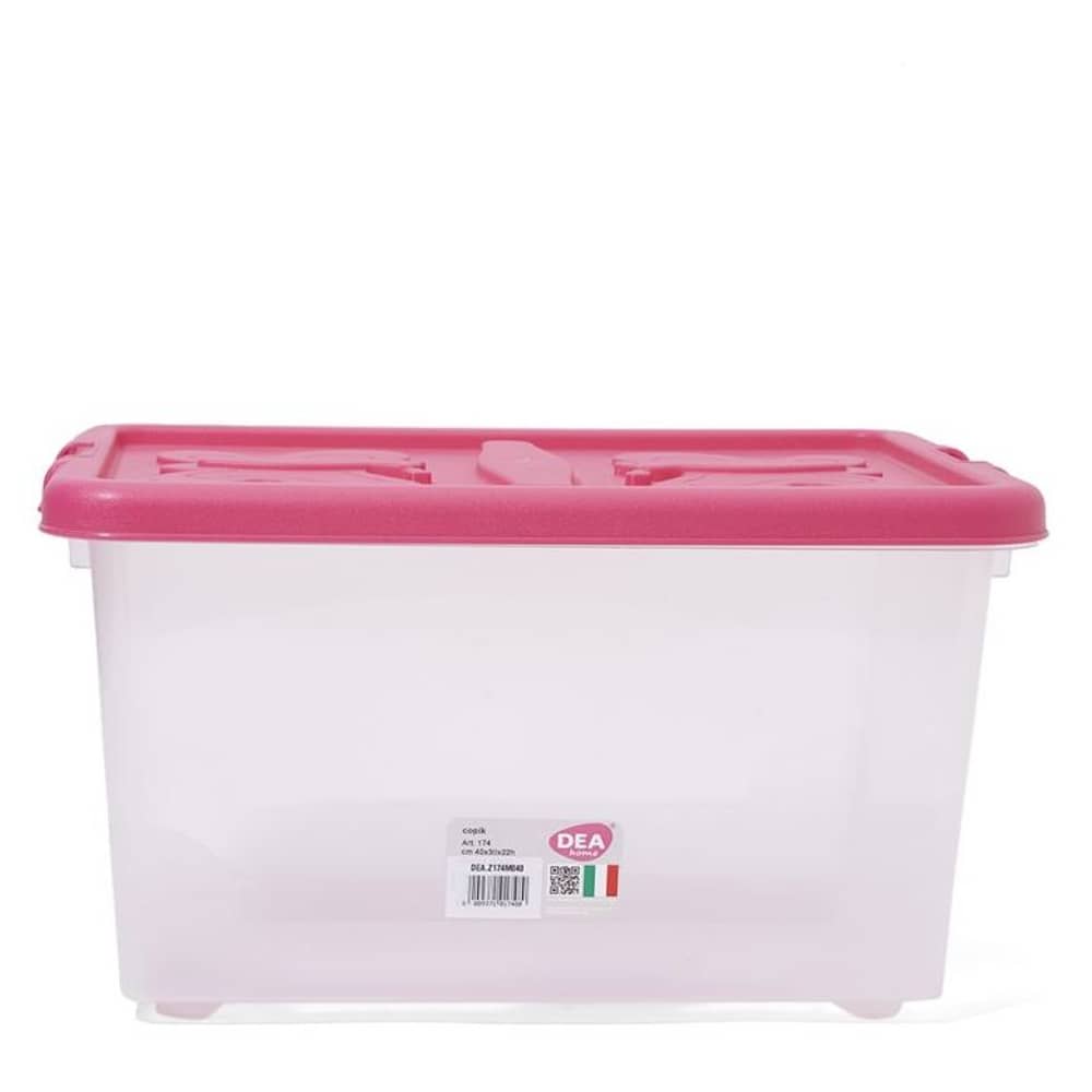 Dea Home Twin Flap Storage Box Pink/Clear 40x40x22 cm Dea Home Twin Flap Storage Box Pink/Clear 40x40x22 cm
