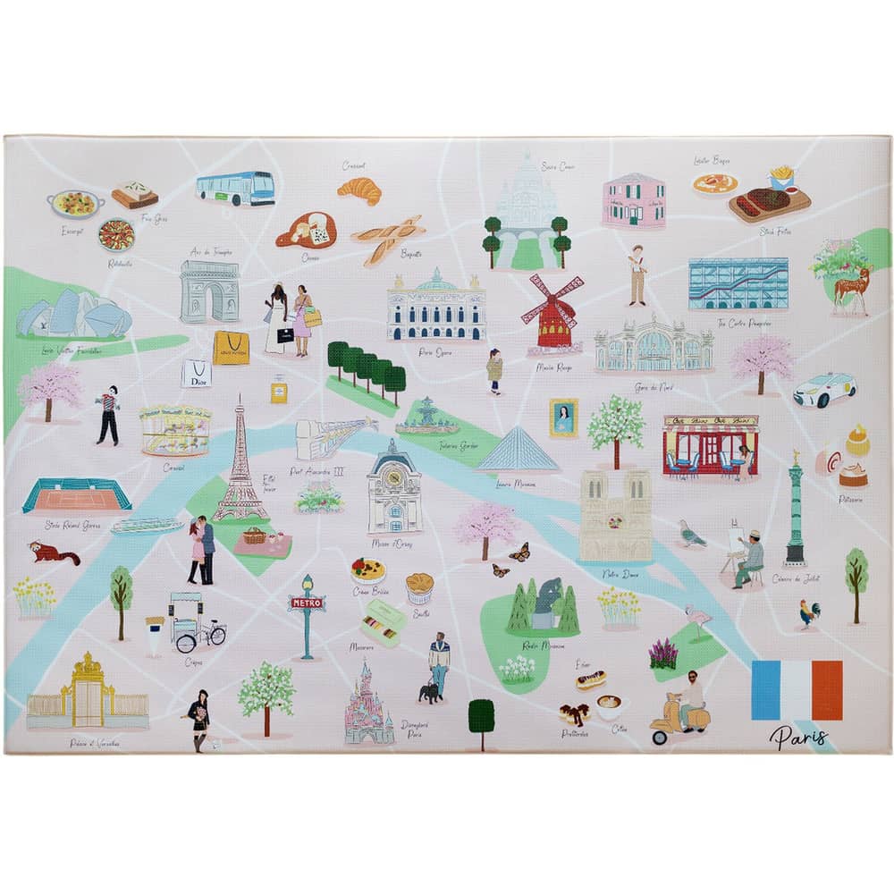 Milk It Baby Paris Play Mat, City Tour Collection 100% TPU Foam Reversible Mat