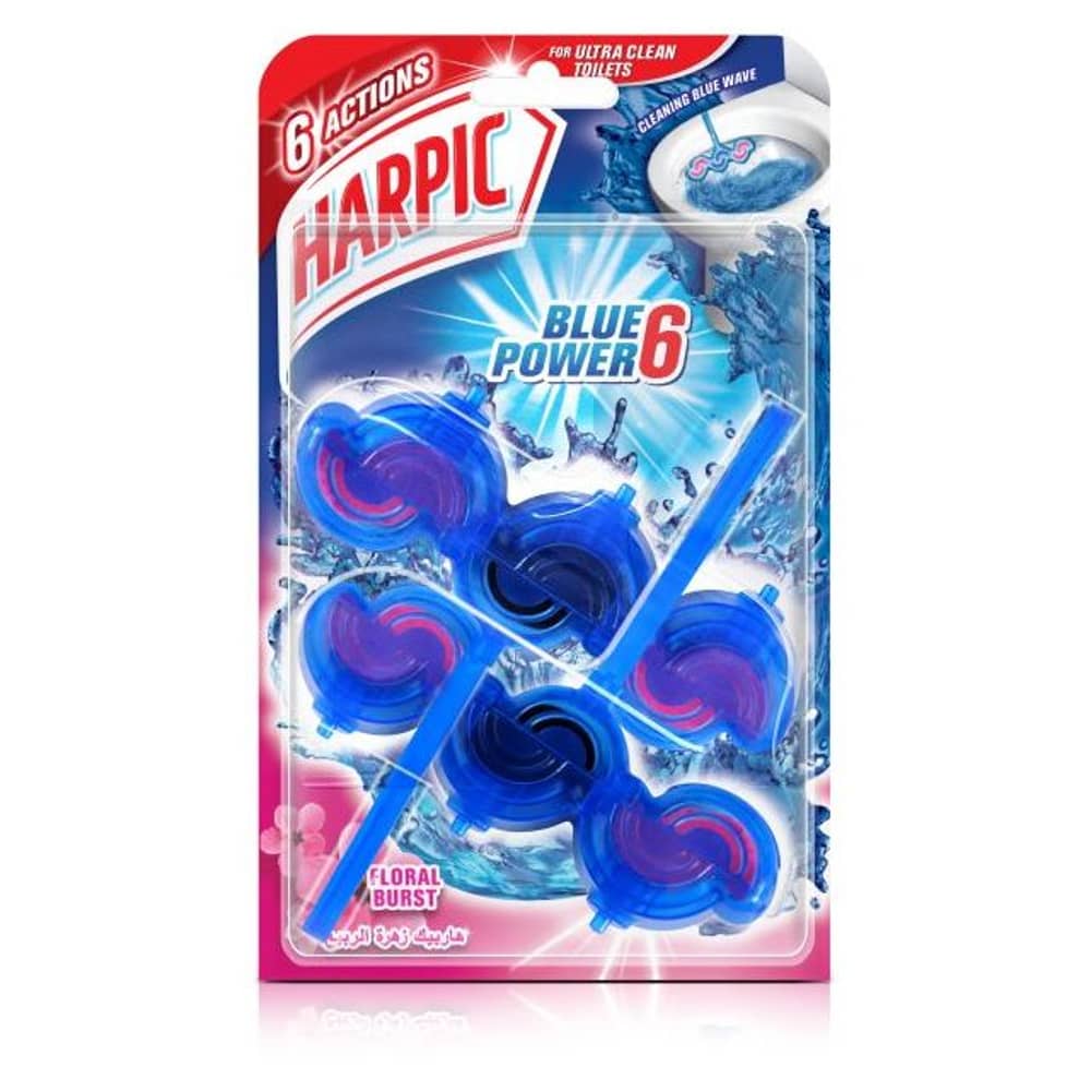 Harpic Toilet Block Blue Power 6 Floral Burst 39g