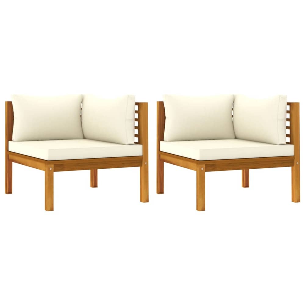 Vidaxl Corner Sofas 2 Pcs With Cream White Cushions Solid Acacia Wood Vidaxl Corner Sofas 2 Pcs With Cream White Cushions Solid Acacia Wood