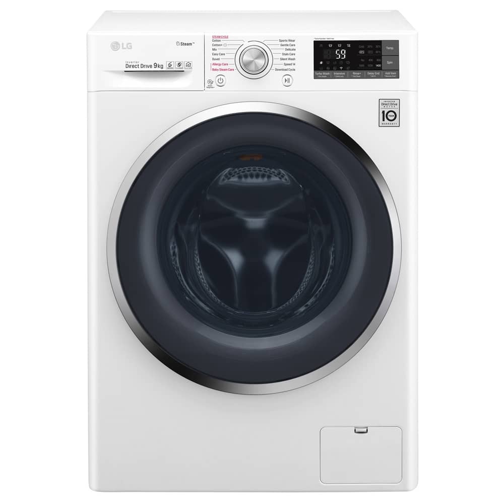 LG Front Load Washing Machine 9 kg F4J6VYP2W Steam 6motion DD Inverter Direct Drive Smart Diagnosis
