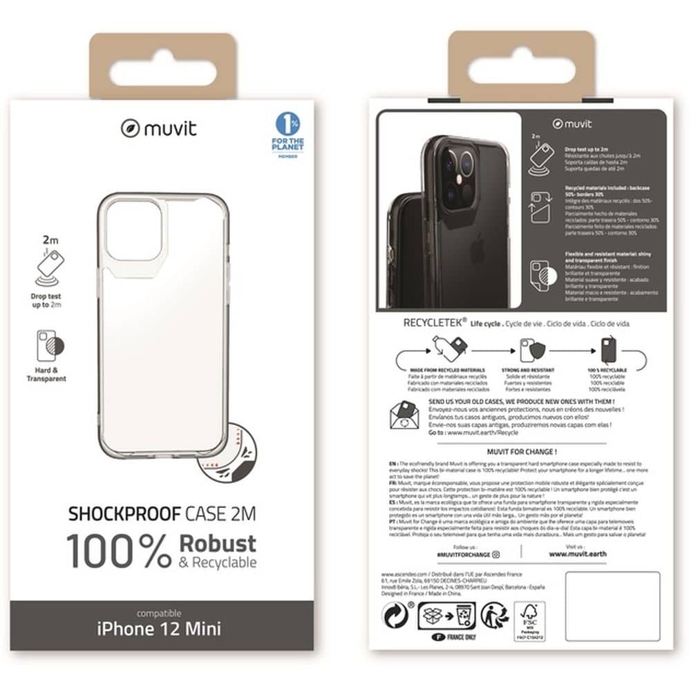 Muvit Antibacterial Case Clear iPhone 12 Mini