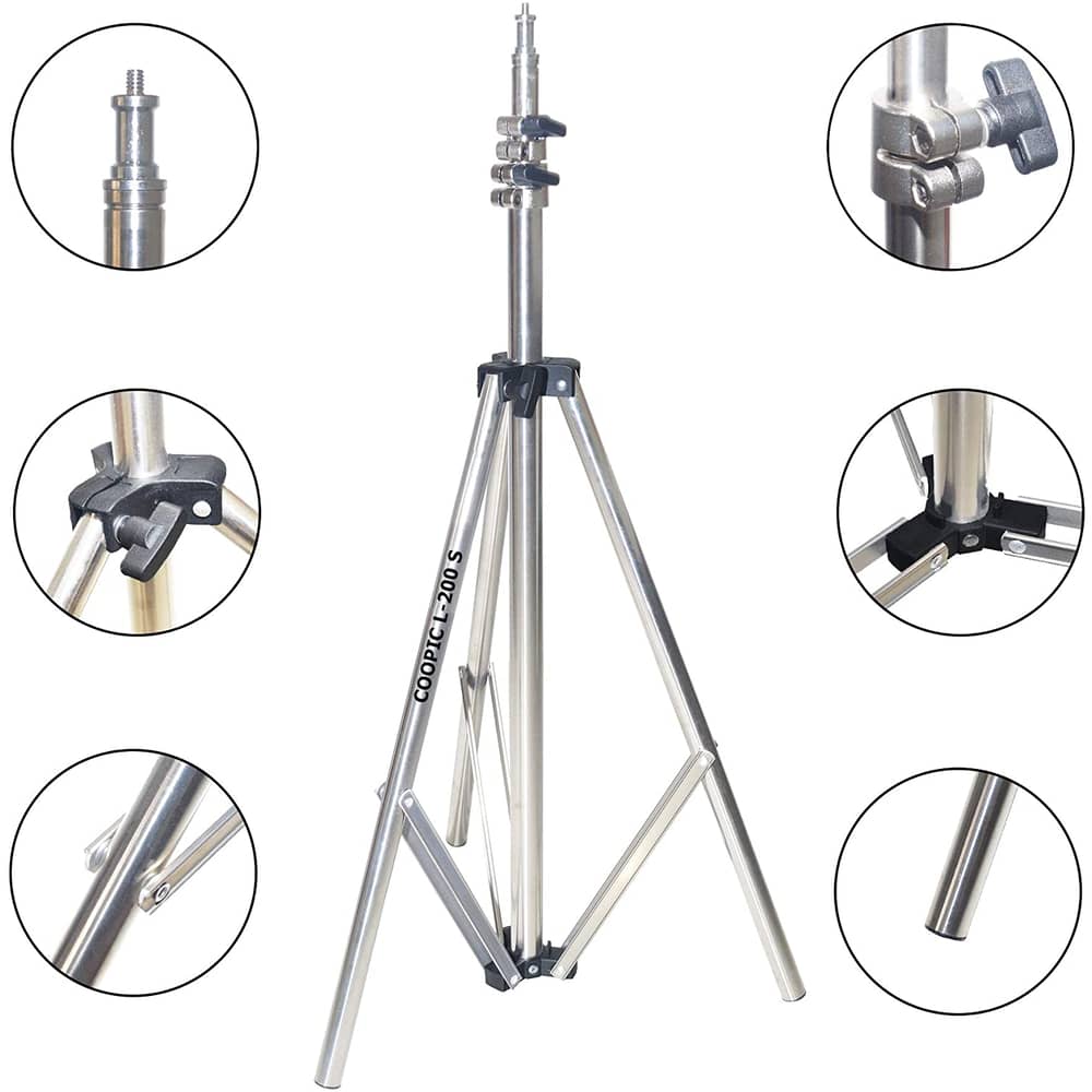 Coopic L-200s Stainless Steel With Black Plastic Light Stand 2m/200cm Portable Multi-functional Photo Video Studio Lighting Photography Stands Tripod Coopic L-200s Stainless Steel With Black Plastic Light Stand 2m/200cm Portable Multi-functional Photo Video Studio Lighting Photography Stands Tripod