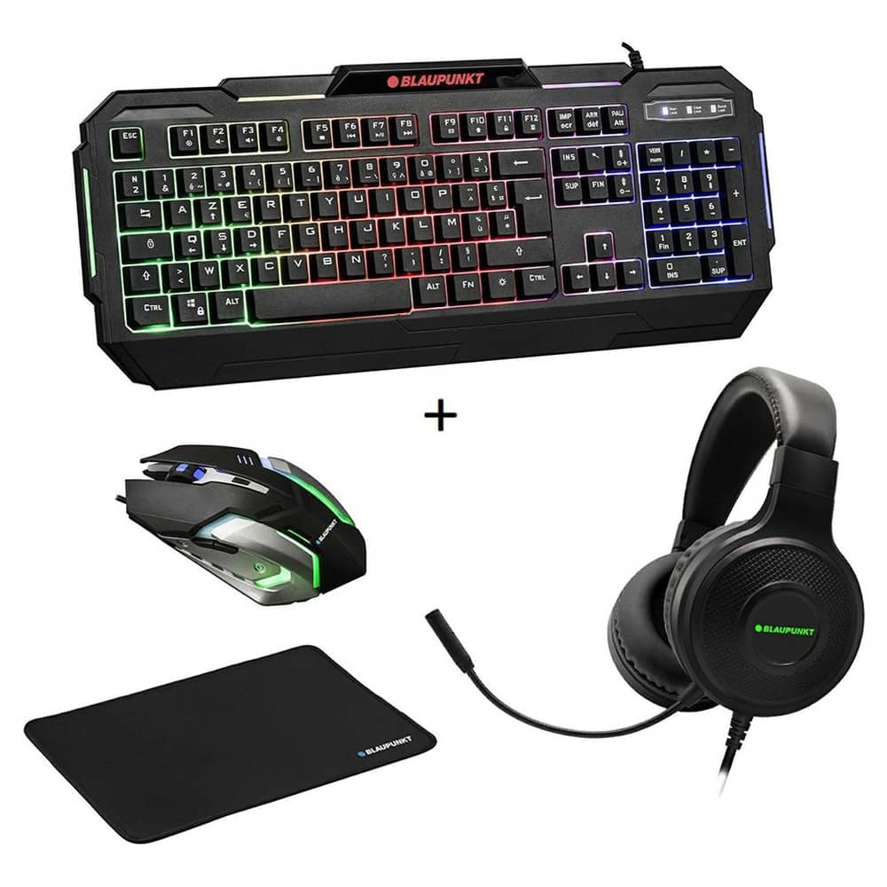 Blaupunkt RGB Gaming Keyboard + Headphone + Mouse + Mouse Pad Black