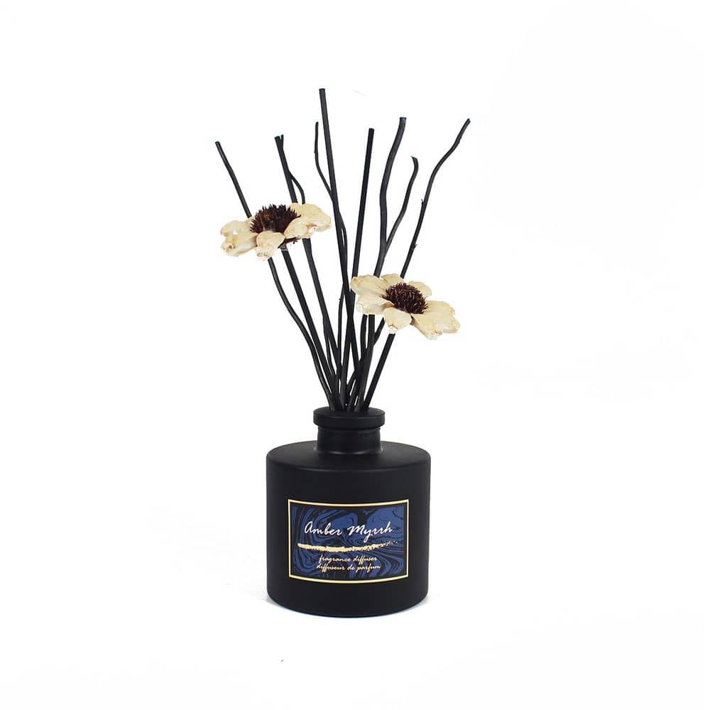 2 Flower Sticks Black Glass Fragrance Diffuser 8.74*8.74 cm