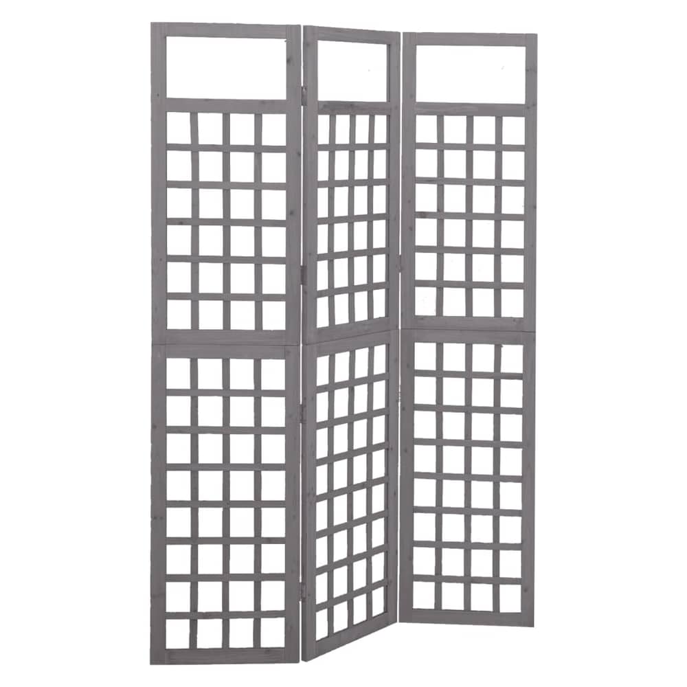 Vidaxl 3-panel Room Divider/trellis Solid Fir Wood Grey 121x180 Cm Vidaxl 3-panel Room Divider/trellis Solid Fir Wood Grey 121x180 Cm