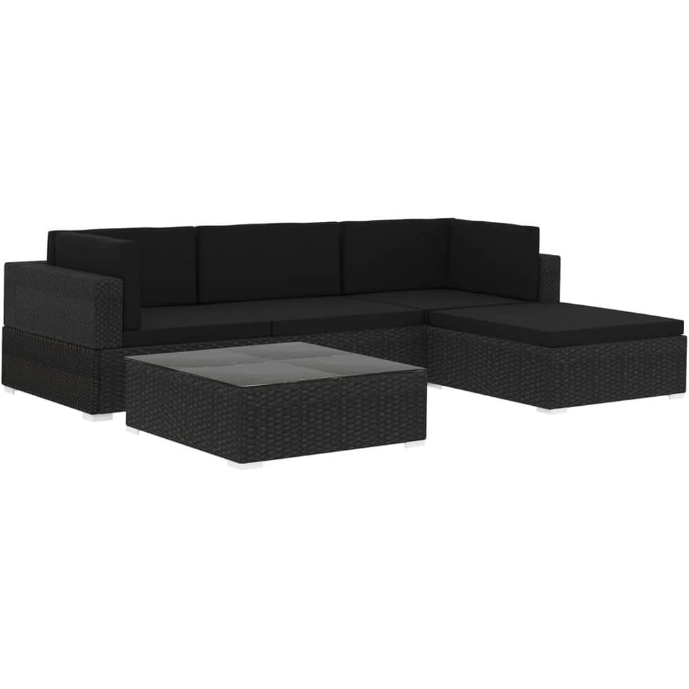 Vidaxl 5 Piece Garden Lounge Set With Cushions Poly Rattan Black