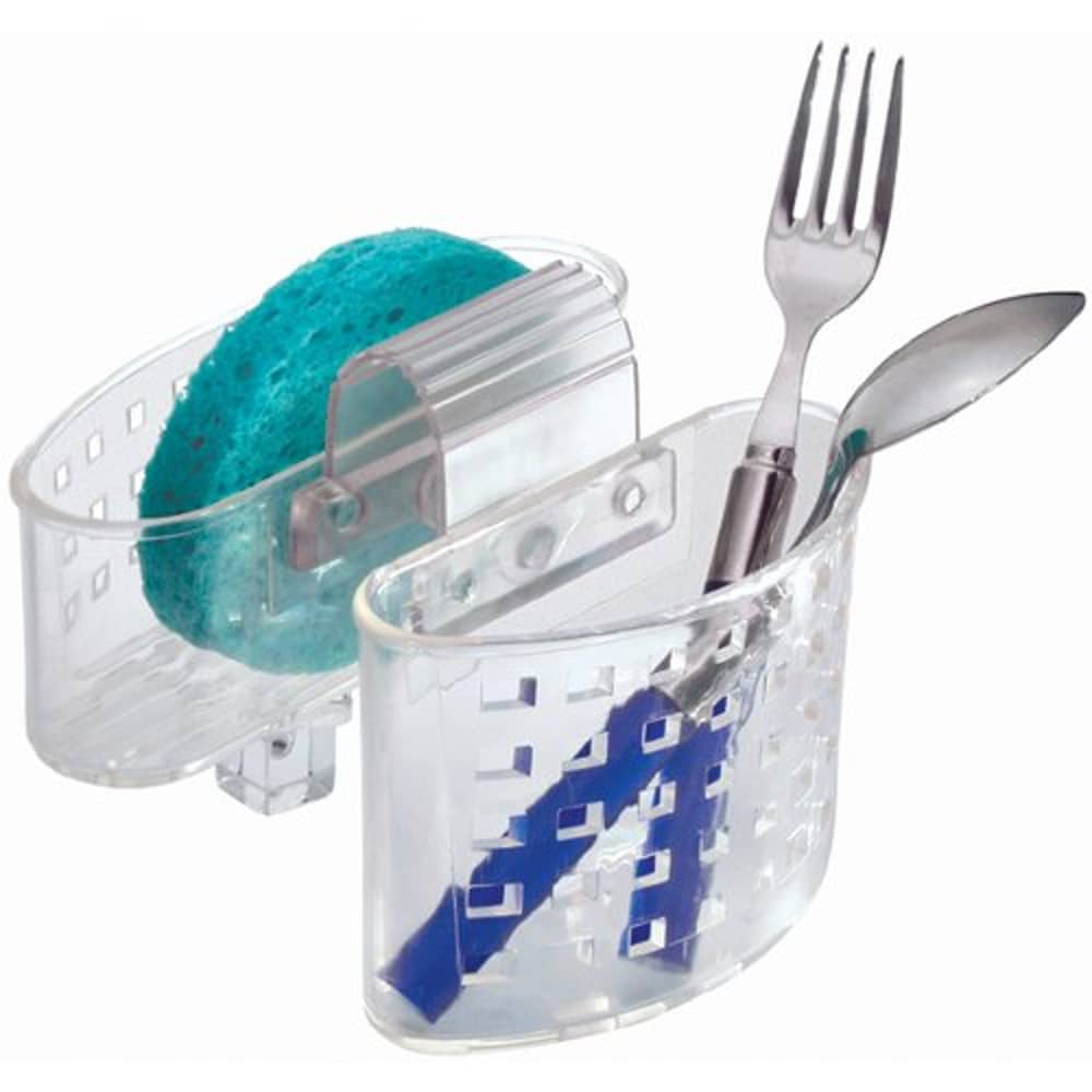 Idesign Plastic Kitchen Sink Saddle Protector Caddy, Flatware, Silverware, Utensils Organizer And Sponge Holder, 6