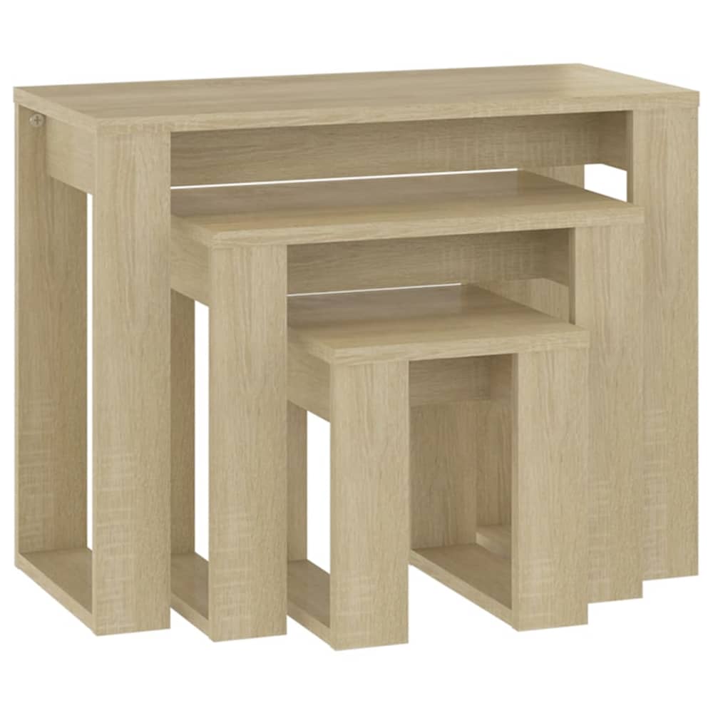 Vidaxl Nesting Tables 3 Pcs Sonoma Oak Engineered Wood Vidaxl Nesting Tables 3 Pcs Sonoma Oak Engineered Wood