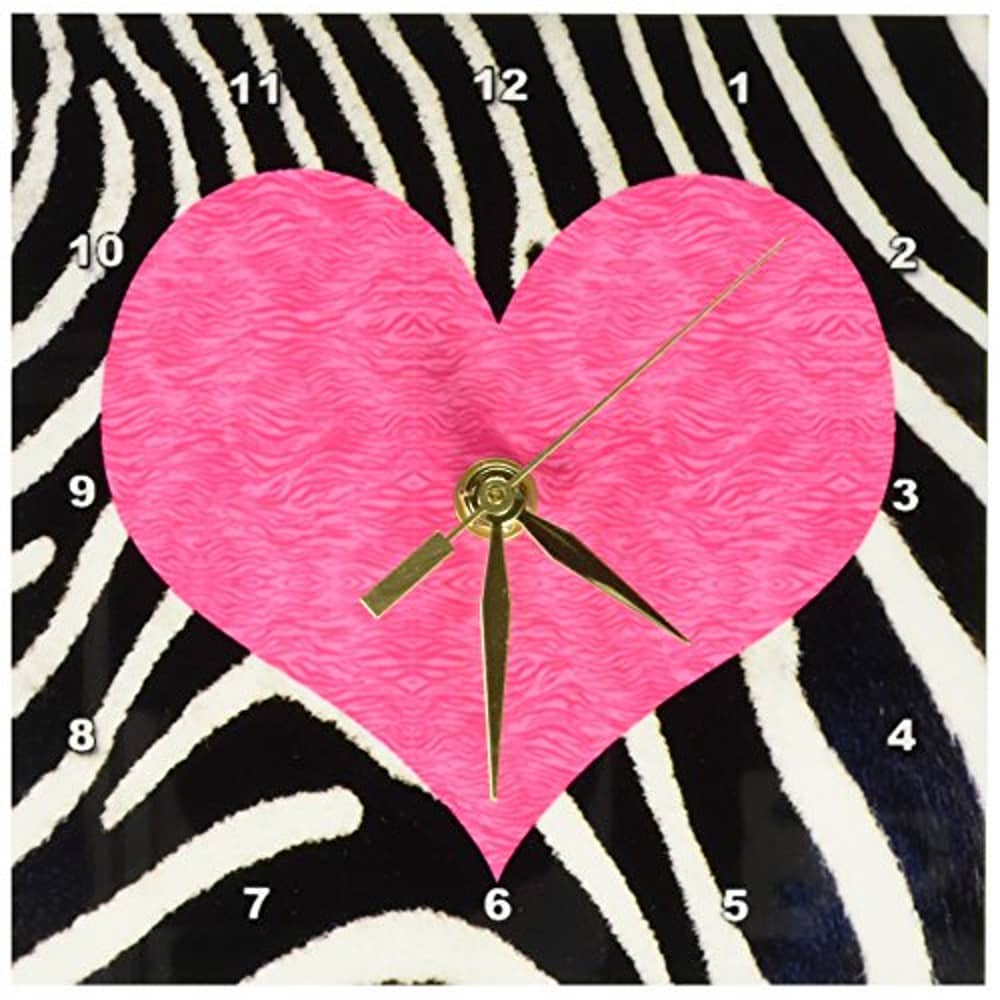 3Drose Llc Punk Rockabilly Zebra Animal Stripe Pink Heart Print Desk Clock, 6 By 6-Inch 3Drose Llc Punk Rockabilly Zebra Animal Stripe Pink Heart Print Desk Clock, 6 By 6-Inch