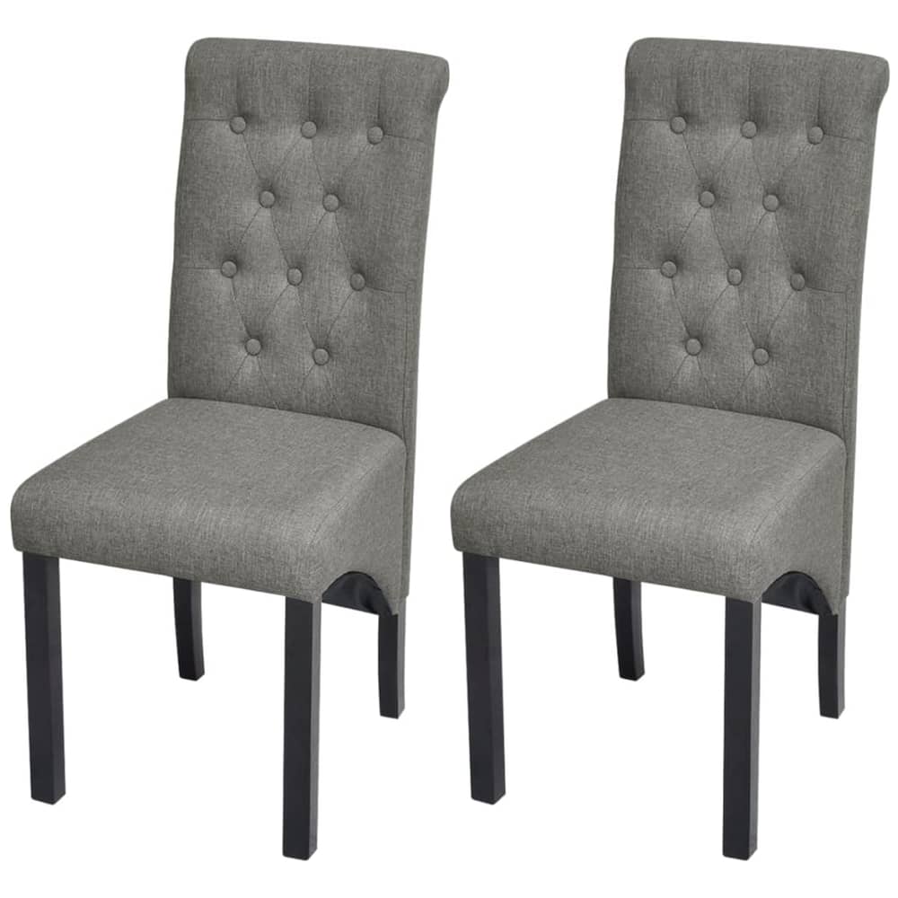 vidaXL 2 Dining Chairs Fabric Upholstery Dark Grey High Back vidaXL 2 Dining Chairs Fabric Upholstery Dark Grey High Back
