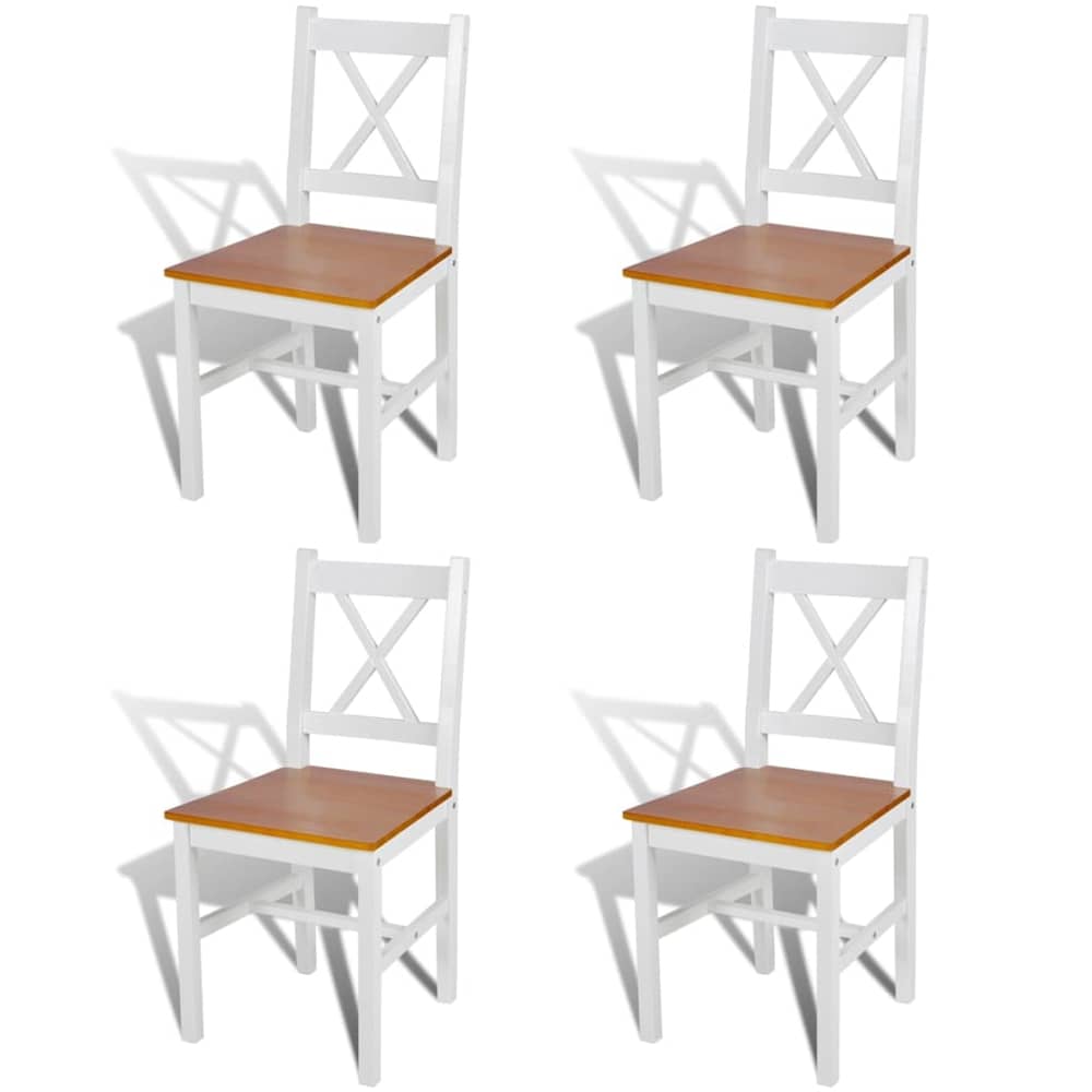 vidaXL Dining Chairs 4 pcs White Pinewood vidaXL Dining Chairs 4 pcs White Pinewood