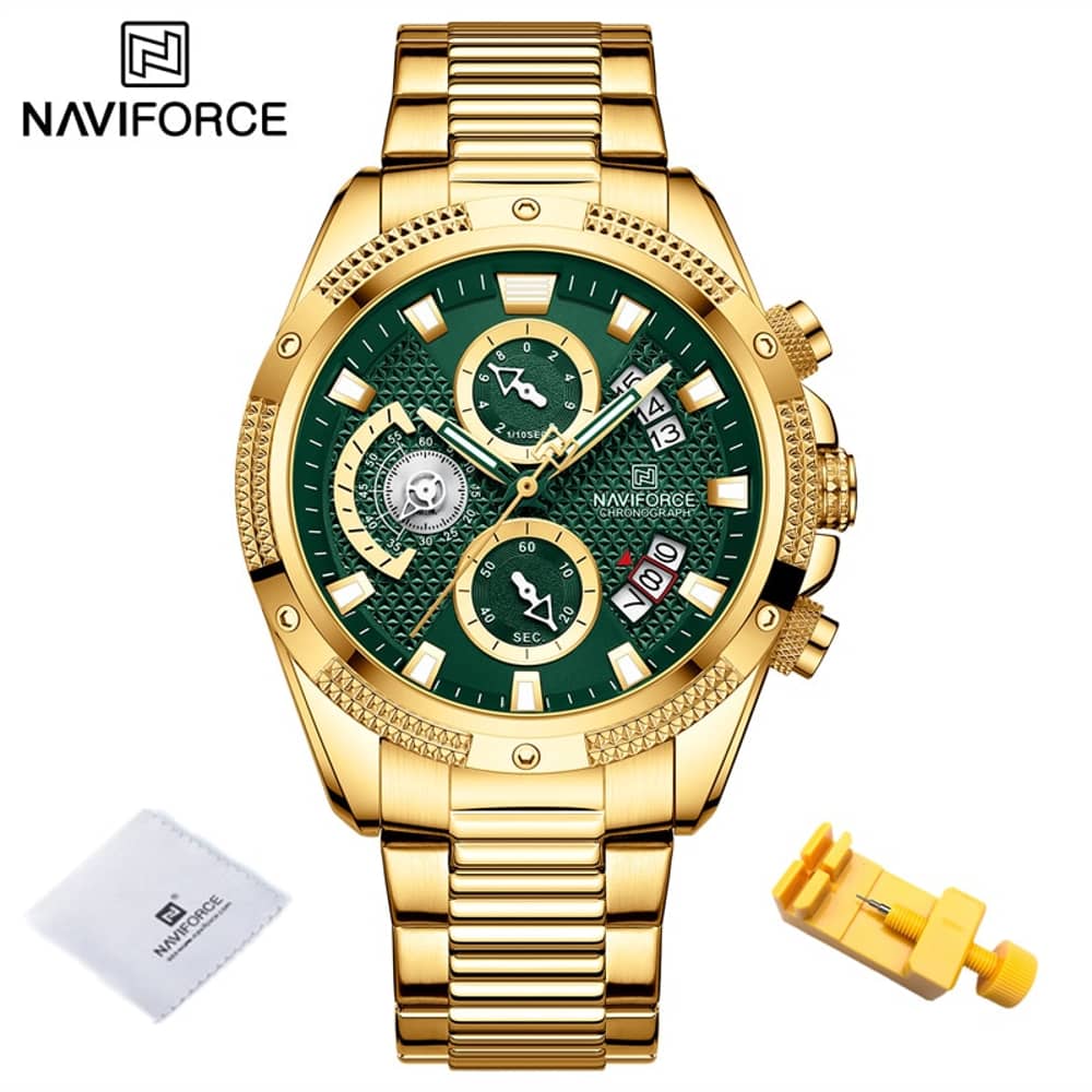 Naviforce 8021S Men's Chronograph Watch-GLDGREEN Naviforce 8021S Men's Chronograph Watch-GLDGREEN