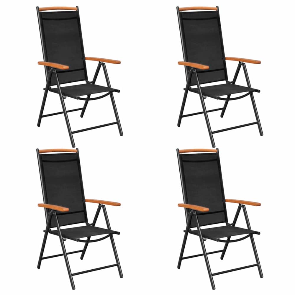 vidaXL Folding Garden Chairs 4 pcs Aluminium and Textilene Black vidaXL Folding Garden Chairs 4 pcs Aluminium and Textilene Black