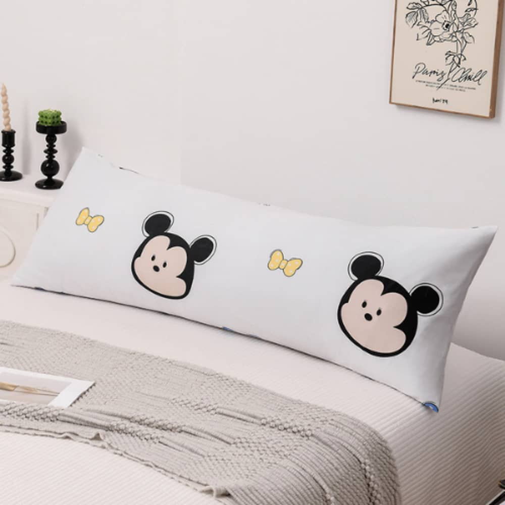 LUNA HOME 1 Piece Long Body Pillow Case, White Color Cute Children Design