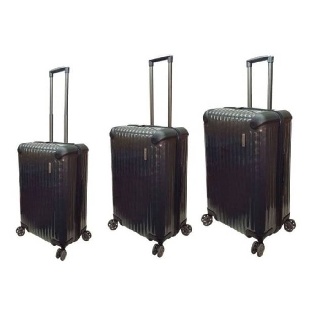 Highflyer T1000 Hard Luggage Trolley Bag Black 3Pc Set TH-1000-3PCBLK