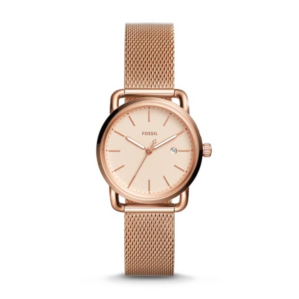 Fossil ES4333 The Commuter Three-Hand Date Rose Gold-Tone Stainless Steel Watch Fossil ES4333 The Commuter Three-Hand Date Rose Gold-Tone Stainless Steel Watch
