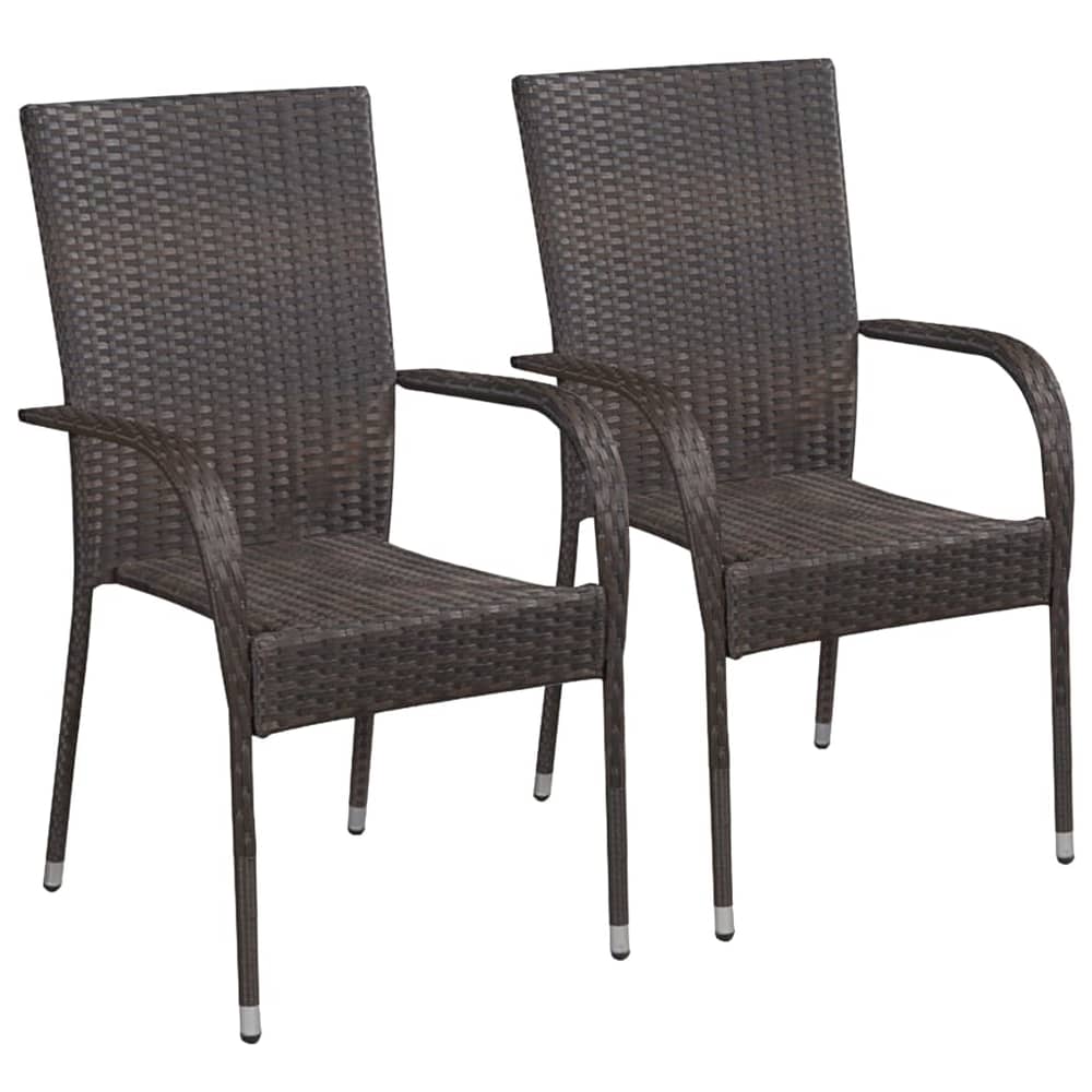 Vidaxl Stackable Outdoor Chairs 2 Pcs Poly Rattan Brown Vidaxl Stackable Outdoor Chairs 2 Pcs Poly Rattan Brown