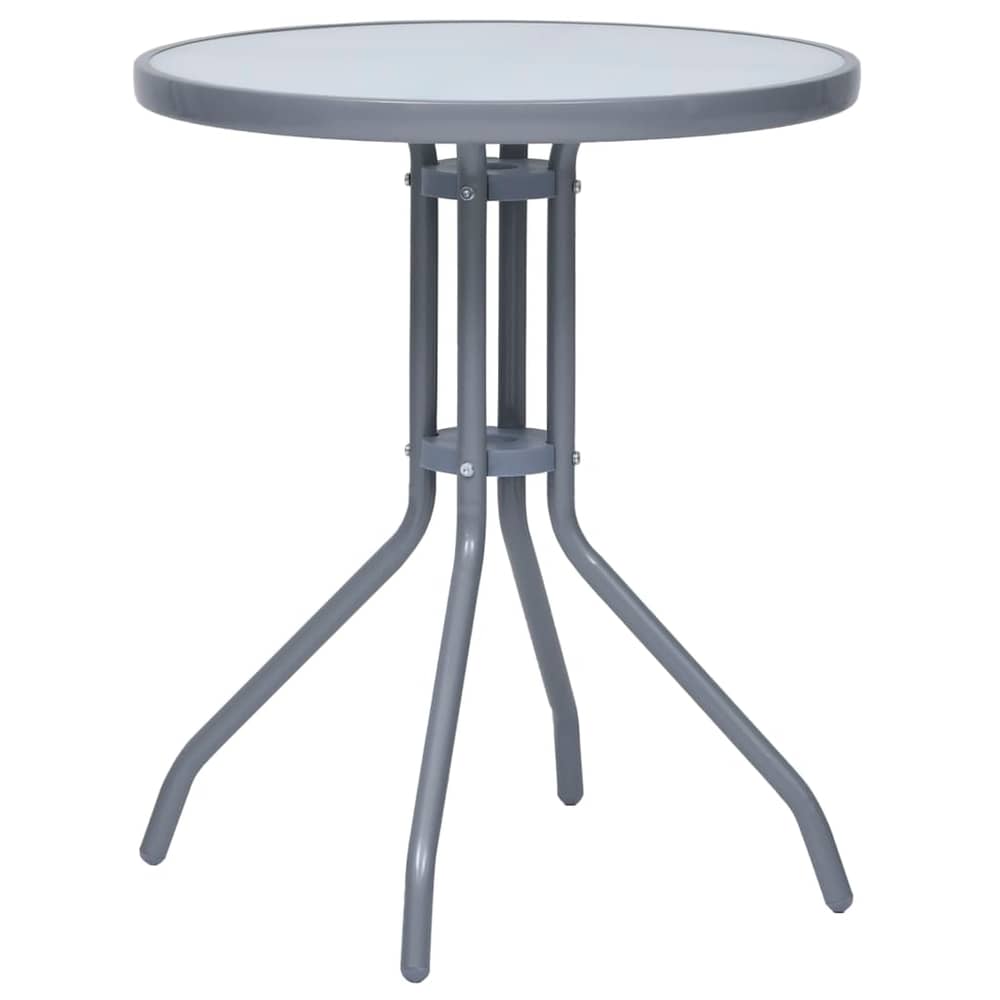 vidaXL Garden Table Light Grey 60 cm Steel and Glass vidaXL Garden Table Light Grey 60 cm Steel and Glass