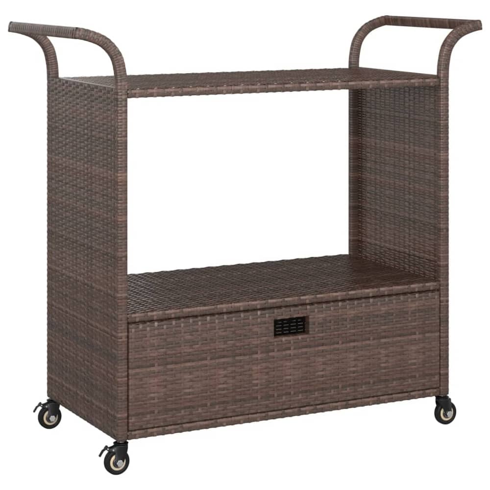 Vidaxl Bar Cart With Drawer Brown 100x45x97 Cm Poly Rattan Vidaxl Bar Cart With Drawer Brown 100x45x97 Cm Poly Rattan