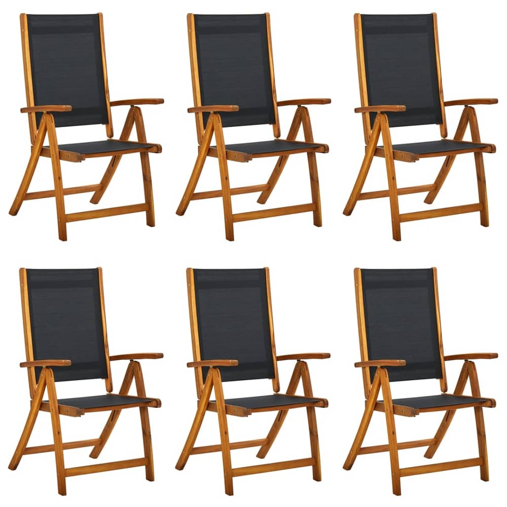 vidaXL Folding Garden Chairs 6 pcs Solid Wood Acacia and Textilene vidaXL Folding Garden Chairs 6 pcs Solid Wood Acacia and Textilene
