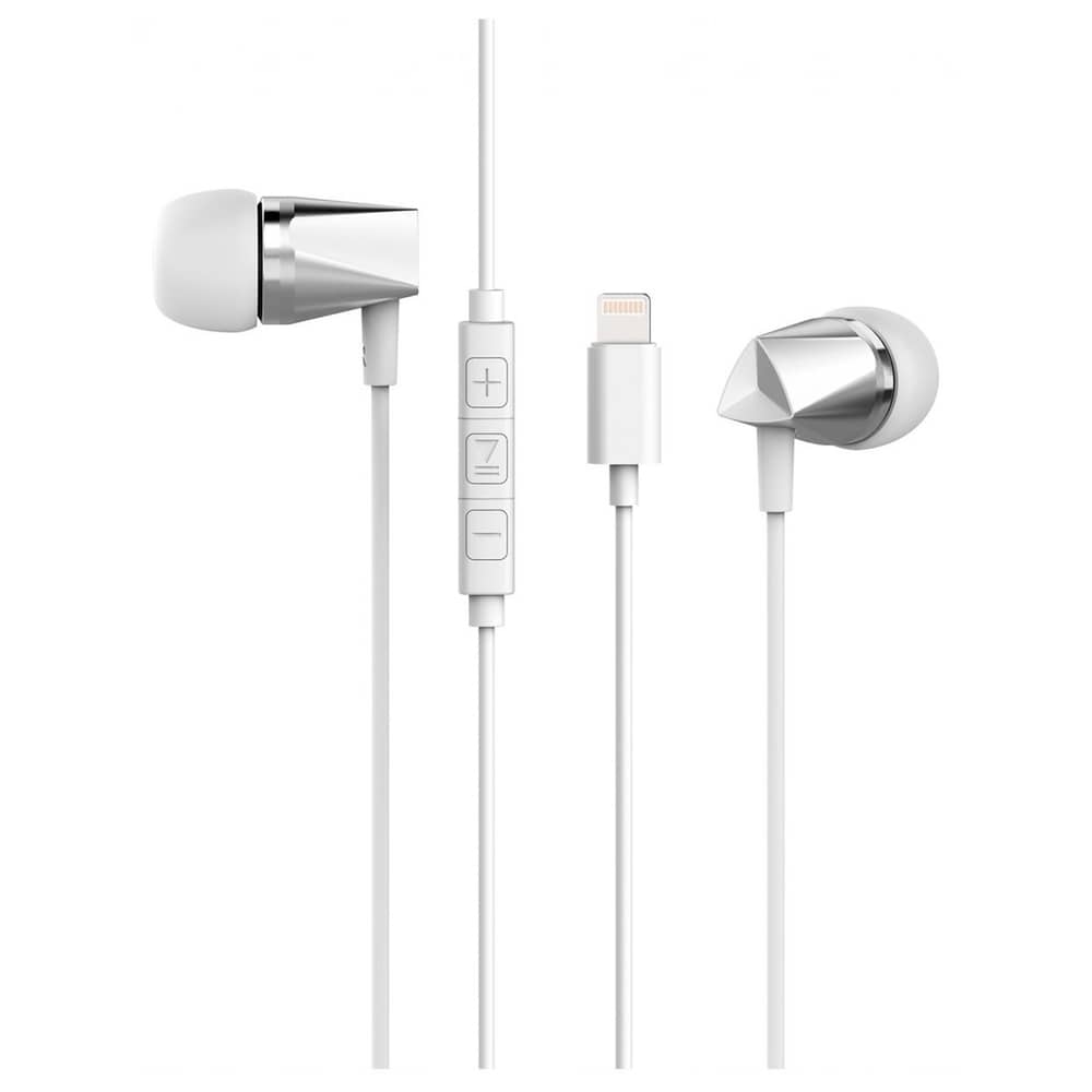 Xcell Wired Stereo Headset with Lightning Connector - Silver/White Xcell Wired Stereo Headset with Lightning Connector - Silver/White