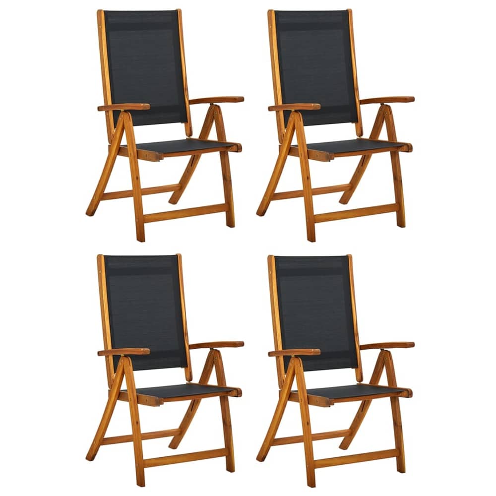 vidaXL Folding Garden Chairs 4 pcs Solid Wood Acacia and Textilene vidaXL Folding Garden Chairs 4 pcs Solid Wood Acacia and Textilene