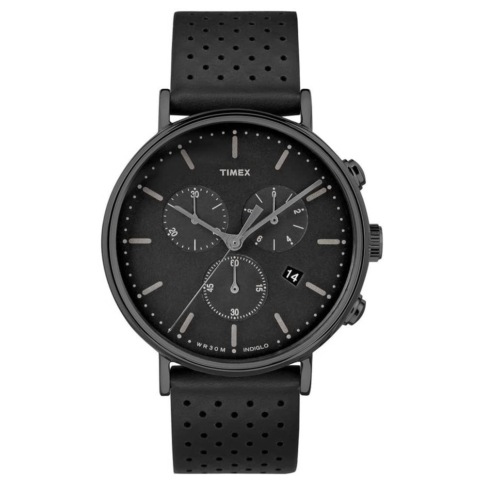 Timex The Fairfield Quartz Black Leather Watch For Men TW2R26800