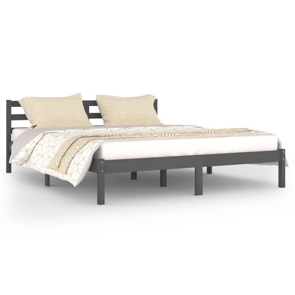 vidaXL Day Bed Solid Wood Pine 160x200 cm King Size Grey vidaXL Day Bed Solid Wood Pine 160x200 cm King Size Grey
