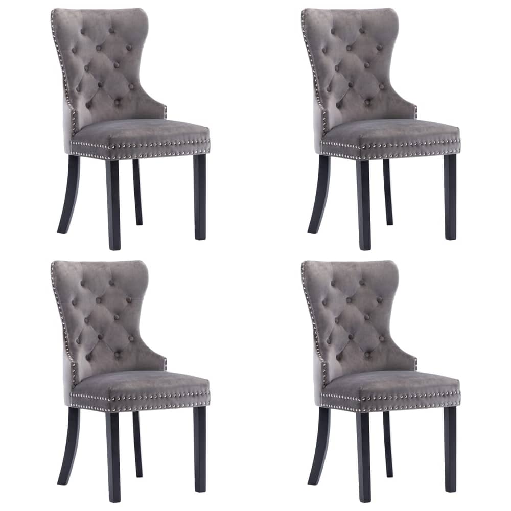 vidaXL Dining Chairs 4 pcs Grey Velvet vidaXL Dining Chairs 4 pcs Grey Velvet