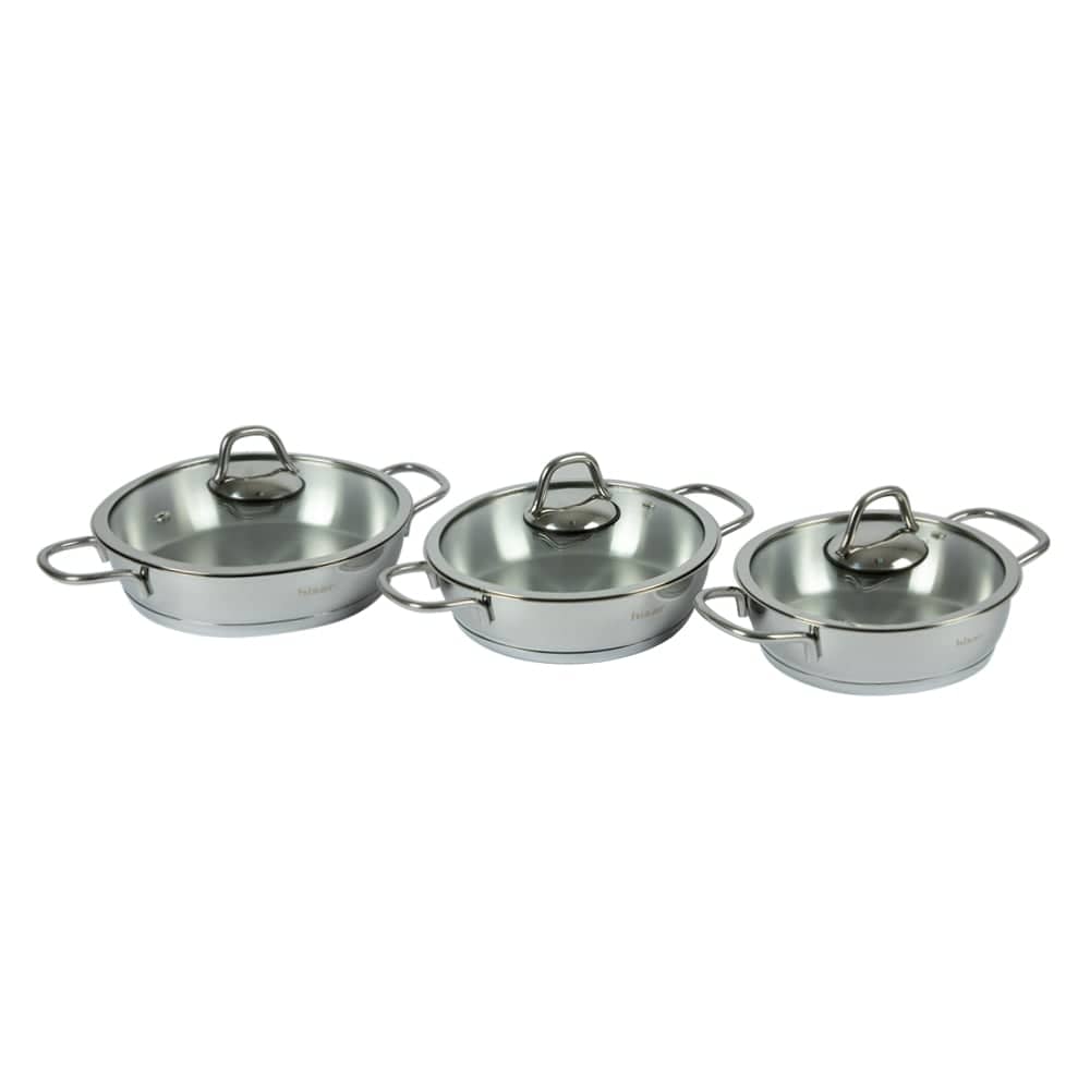 Hisar 6 Piece Teos Egg Pans Cookware Set, Stainless Steel Pan Set, 8 Inch Frying Pan, Single Egg Frying Pan, Stainless Steel Pot Set