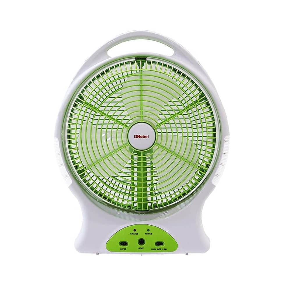 Nobel Rechargeable Box Fan White 12 Inch Fan Blade Led Light 2 Speed Nobel Rechargeable Box Fan White 12 Inch Fan Blade Led Light 2 Speed