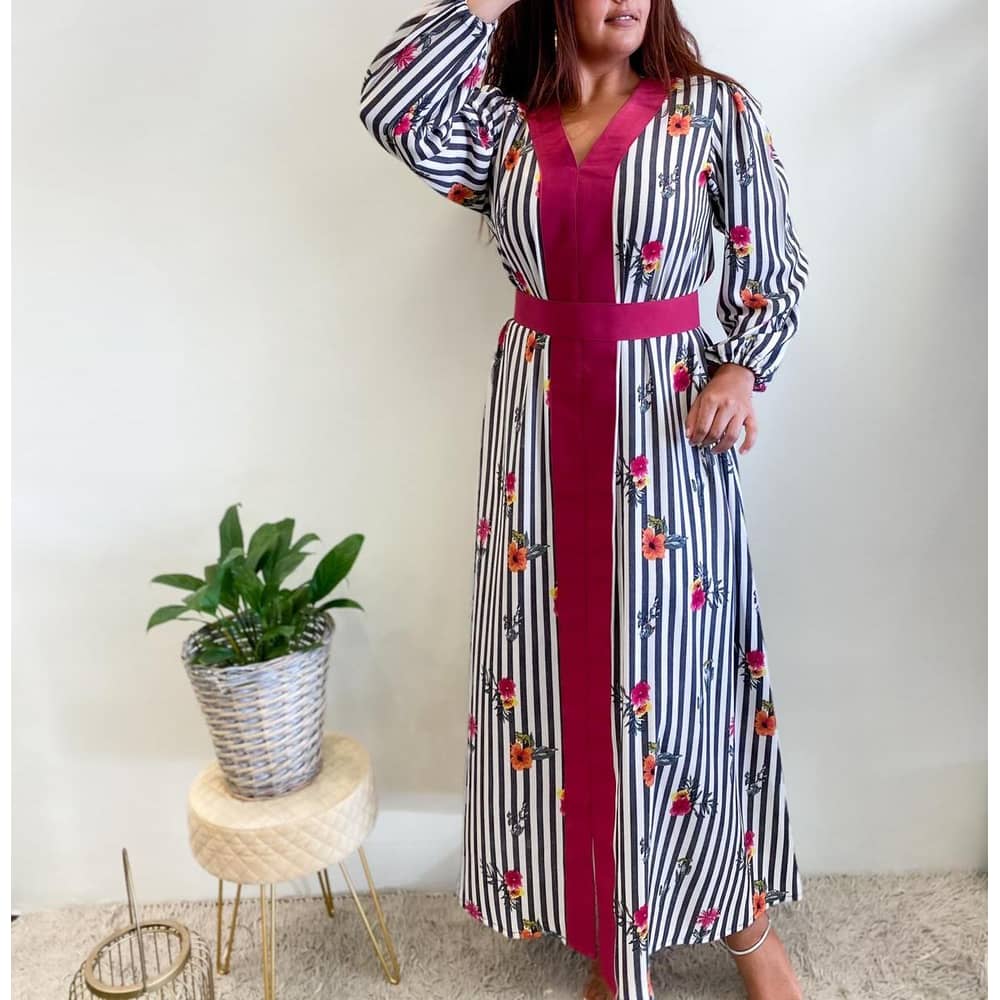 Trendy Palace Stripped Floral Gorget Dress Trendy Palace Stripped Floral Gorget Dress