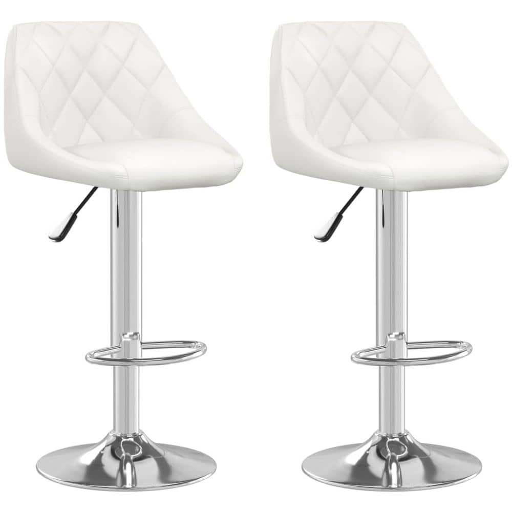 Vidaxl Bar Stools 2 Pcs White Faux Leather