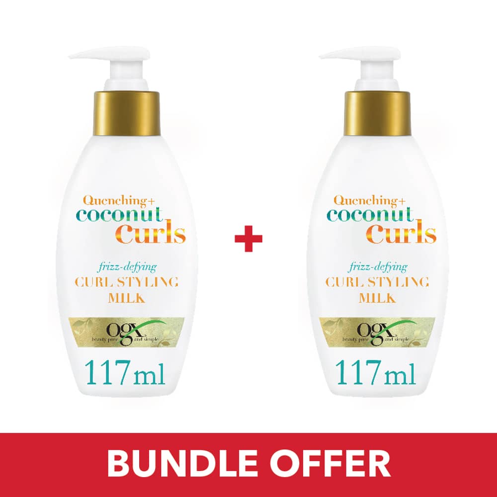 OGX Hair Milk Quenching + Coconut Curls Frizz-Defying Curl Styling Milk 177ml - Pack of 2 Pieces (Bundle Offer) OGX Hair Milk Quenching + Coconut Curls Frizz-Defying Curl Styling Milk 177ml - Pack of 2 Pieces (Bundle Offer)