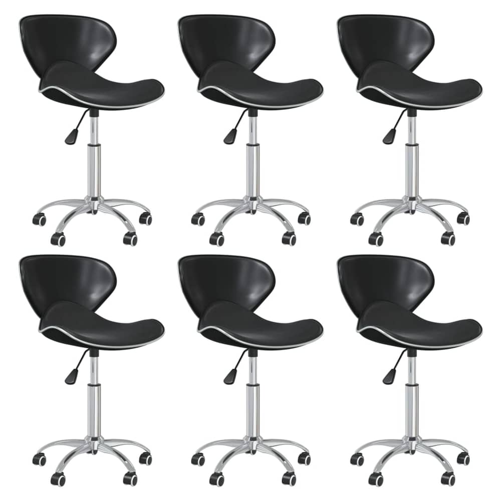 vidaXL Swivel Dining Chairs 6 pcs Black Faux Leather vidaXL Swivel Dining Chairs 6 pcs Black Faux Leather