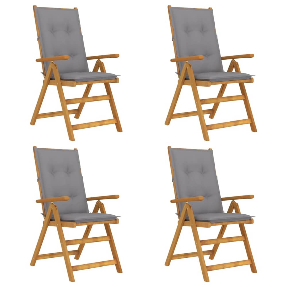 vidaXL Garden Reclining Chairs 4 pcs with Cushions Solid Acacia Wood vidaXL Garden Reclining Chairs 4 pcs with Cushions Solid Acacia Wood