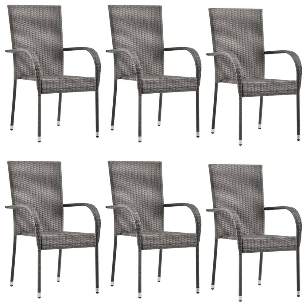 Vidaxl Stackable Outdoor Chairs 6 Pcs Grey Poly Rattan Vidaxl Stackable Outdoor Chairs 6 Pcs Grey Poly Rattan