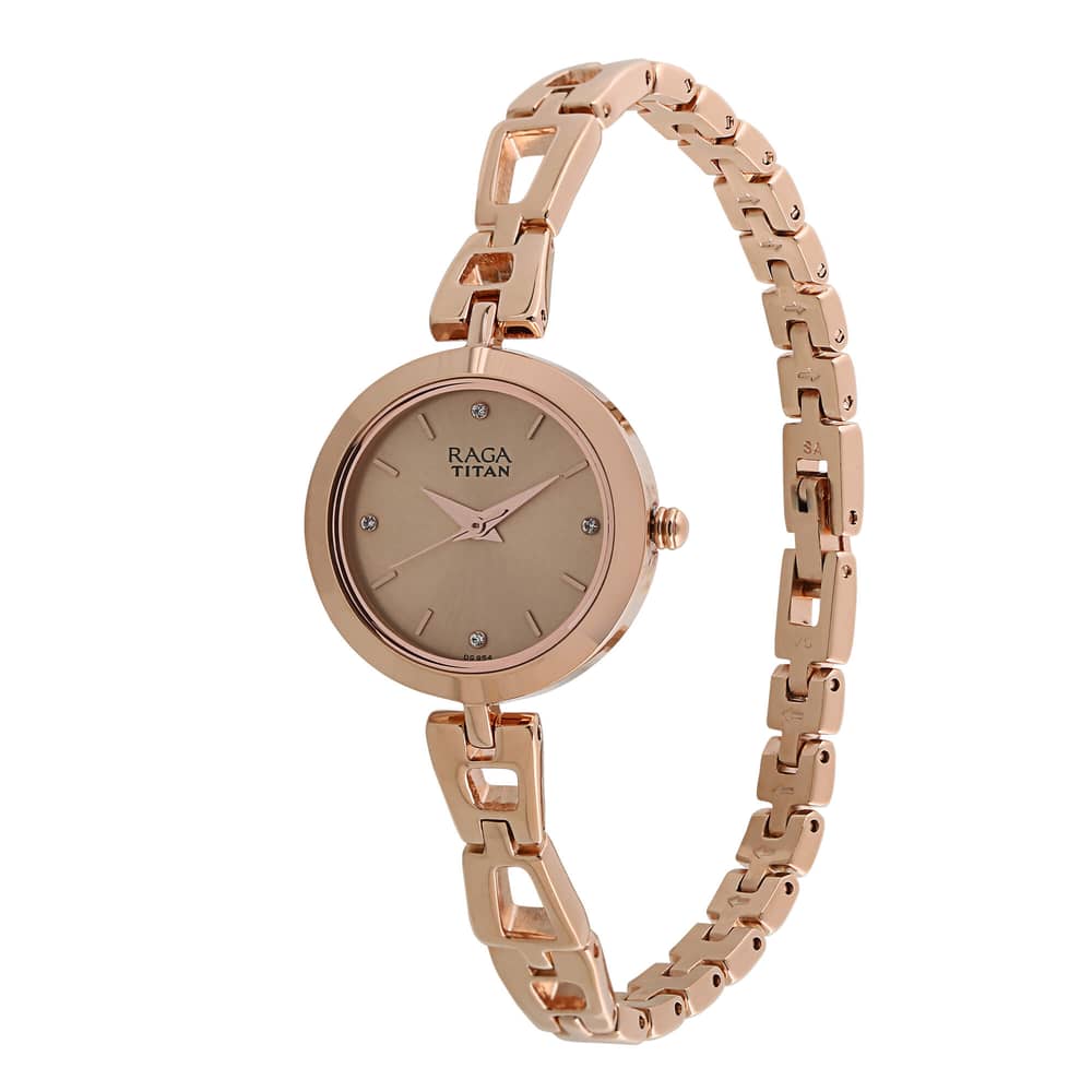Titan, 2540WM06, Womens Watch Raga Collection Analog, Rose Gold Dial Rose Gold Stainless Band