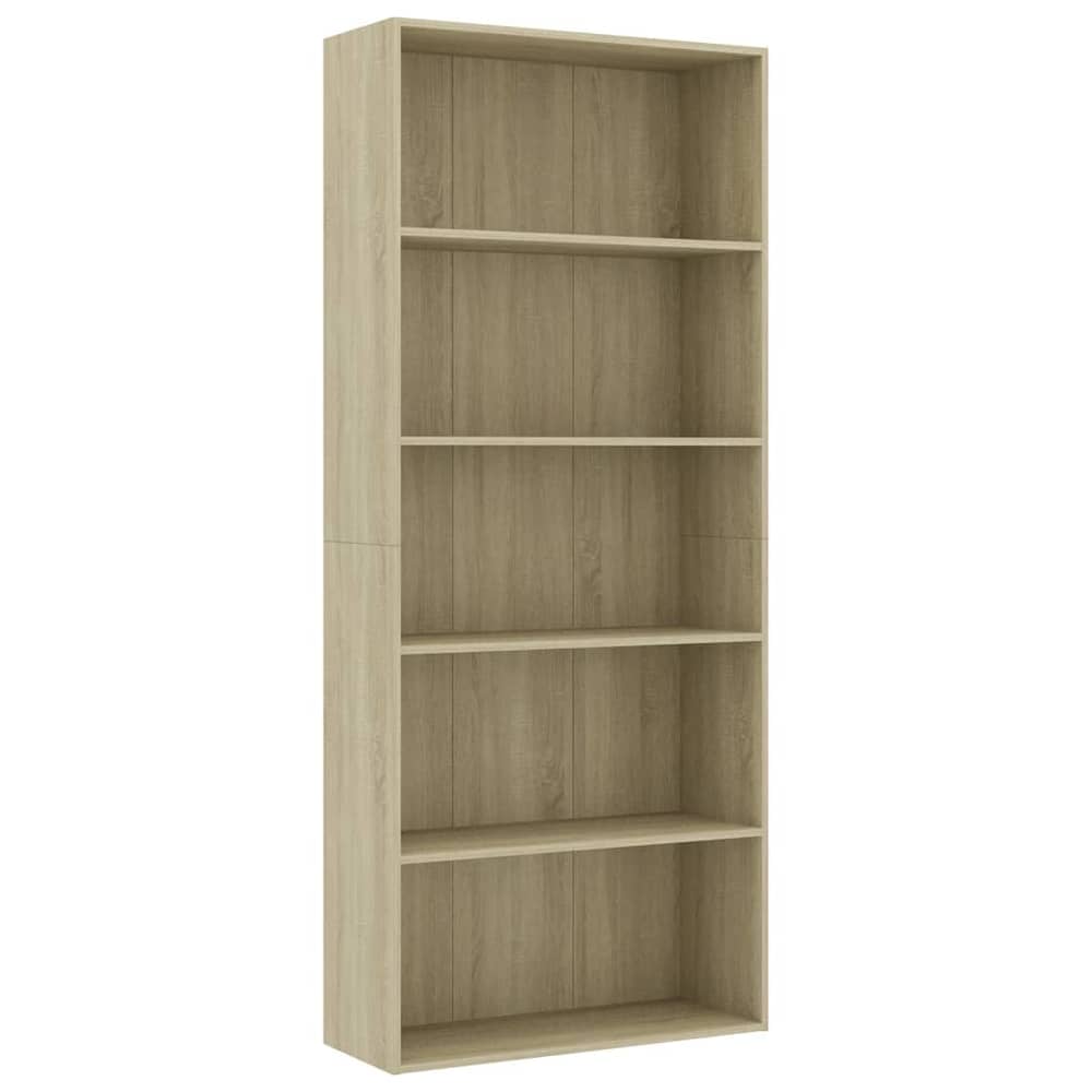 vidaXL 5-Tier Book Cabinet Sonoma Oak 80x30x189 cm Engineered Wood vidaXL 5-Tier Book Cabinet Sonoma Oak 80x30x189 cm Engineered Wood