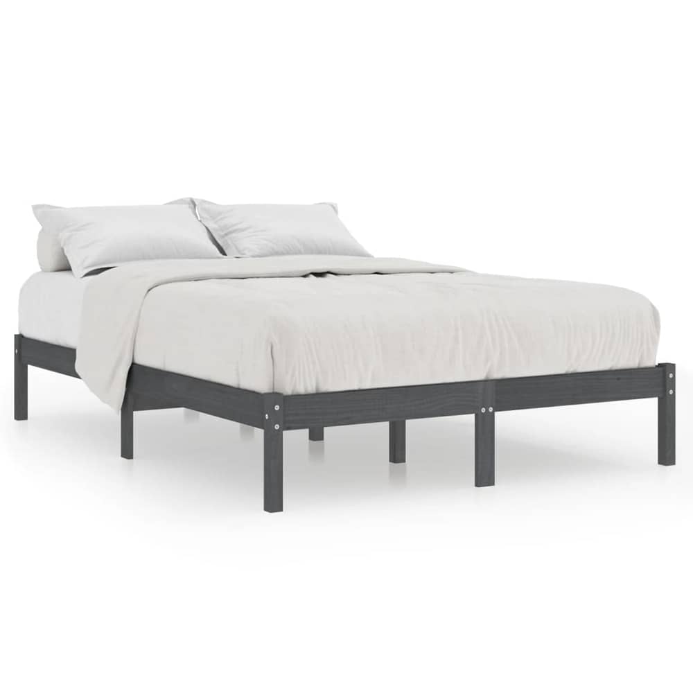 Vidaxl Bed Frame Grey Solid Wood Pine 120x200 Cm