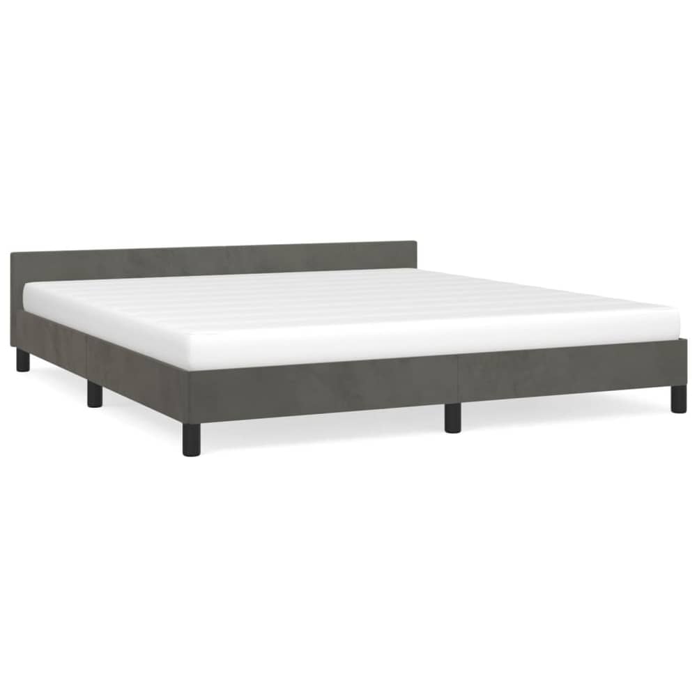 vidaXL Bed Frame with Headboard Dark Grey 180x200 cm 6FT Super King Velvet vidaXL Bed Frame with Headboard Dark Grey 180x200 cm 6FT Super King Velvet