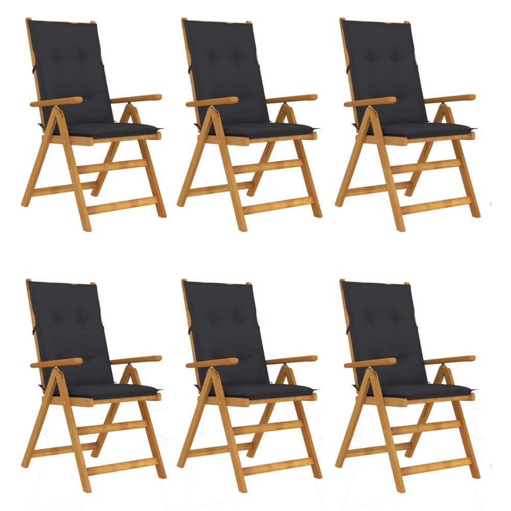 vidaXL Folding Garden Chairs 6 pcs with Cushions Solid Acacia Wood vidaXL Folding Garden Chairs 6 pcs with Cushions Solid Acacia Wood