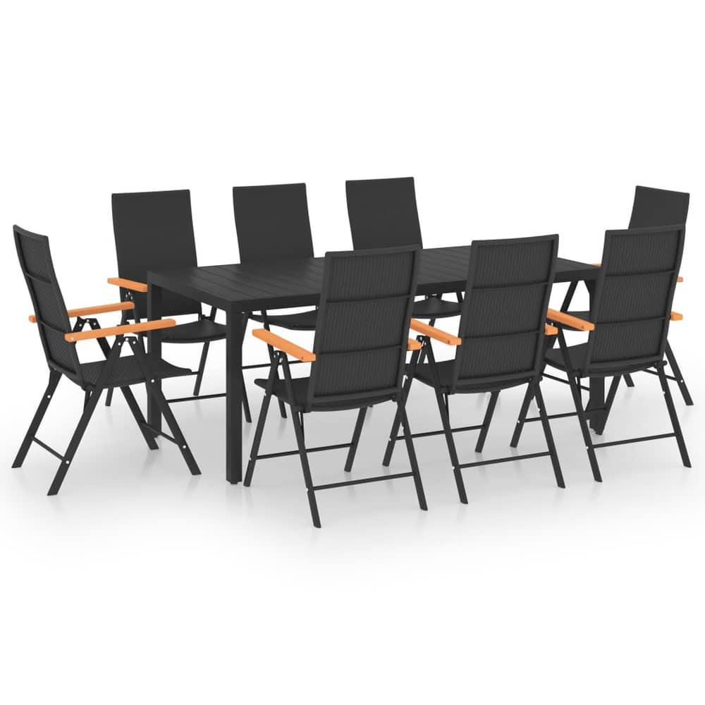 vidaXL 9 Piece Garden Dining Set Black and Brown vidaXL 9 Piece Garden Dining Set Black and Brown