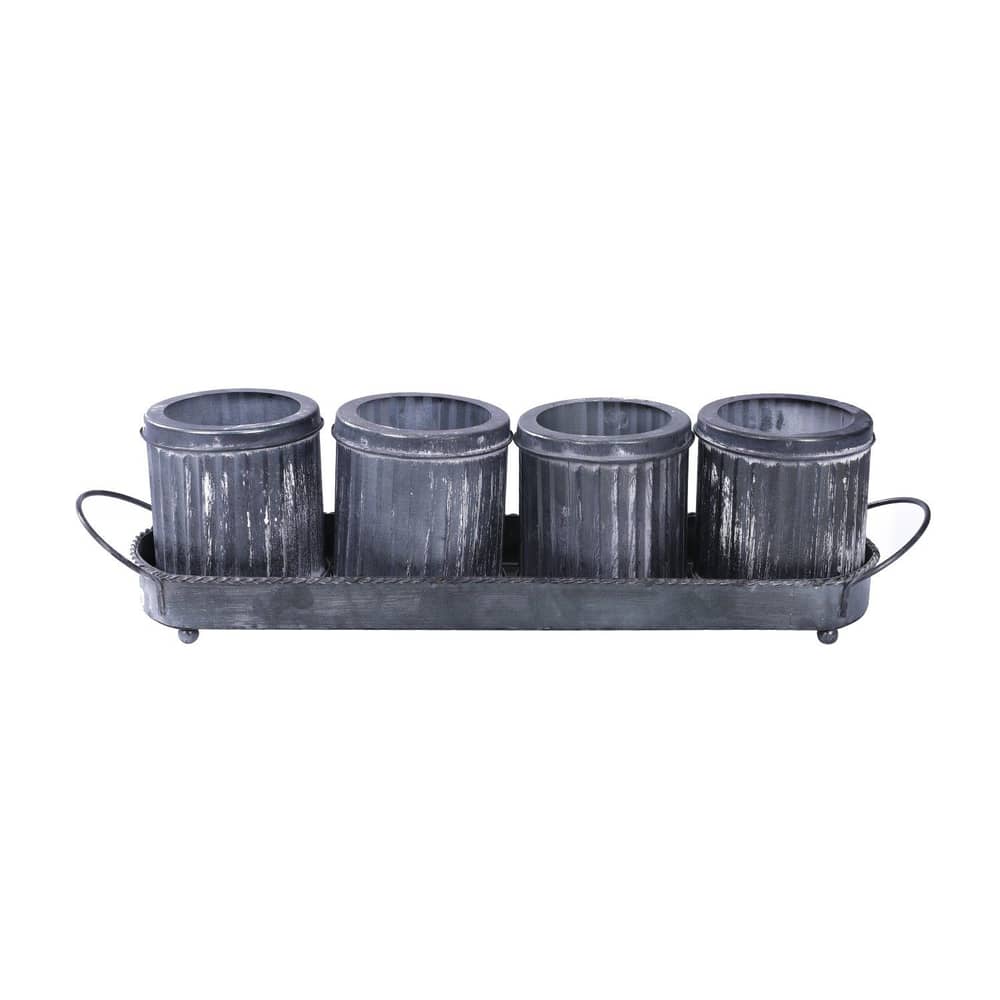 Pan Emirates 113NCI9900239 Ryan Metal Pot W/Tray Set Grey