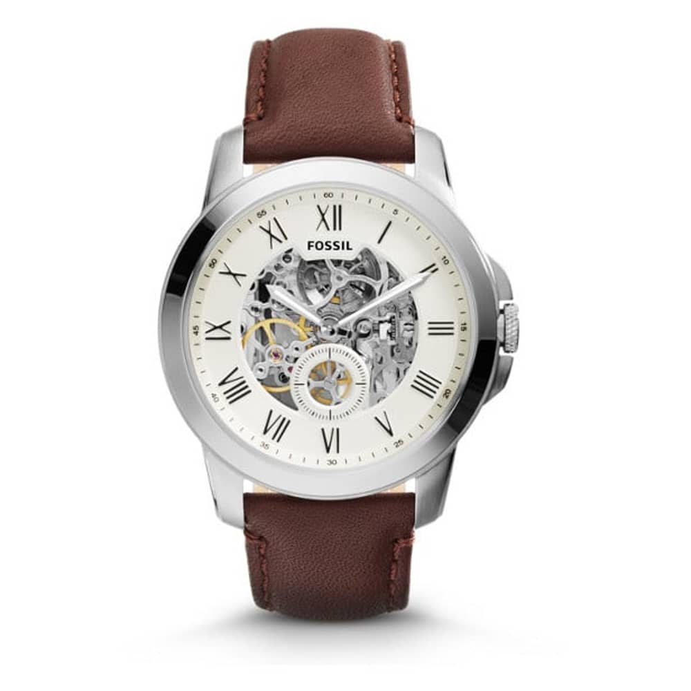 Fossil Grant Automatic Brown Leather Watch For Men Fossil Grant Automatic Brown Leather Watch For Men