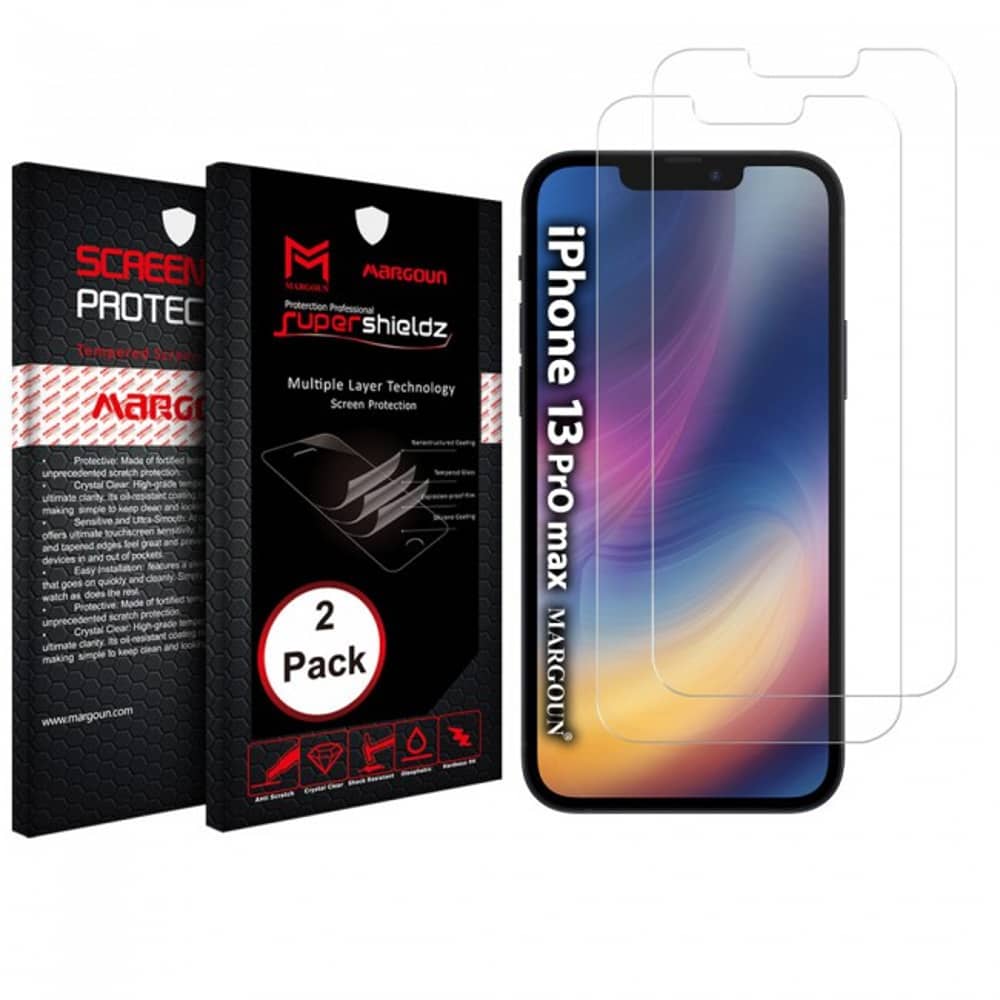 Margoun Tempered Screen Protector Super Shieldz For iPhone 13 Pro Max 2-Pack Clear
