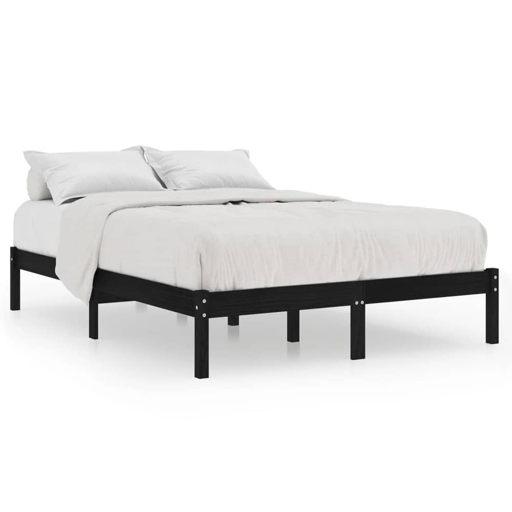 Vidaxl Bed Frame Black Solid Pinewood 180x200 Cm 6ft Super King Uk